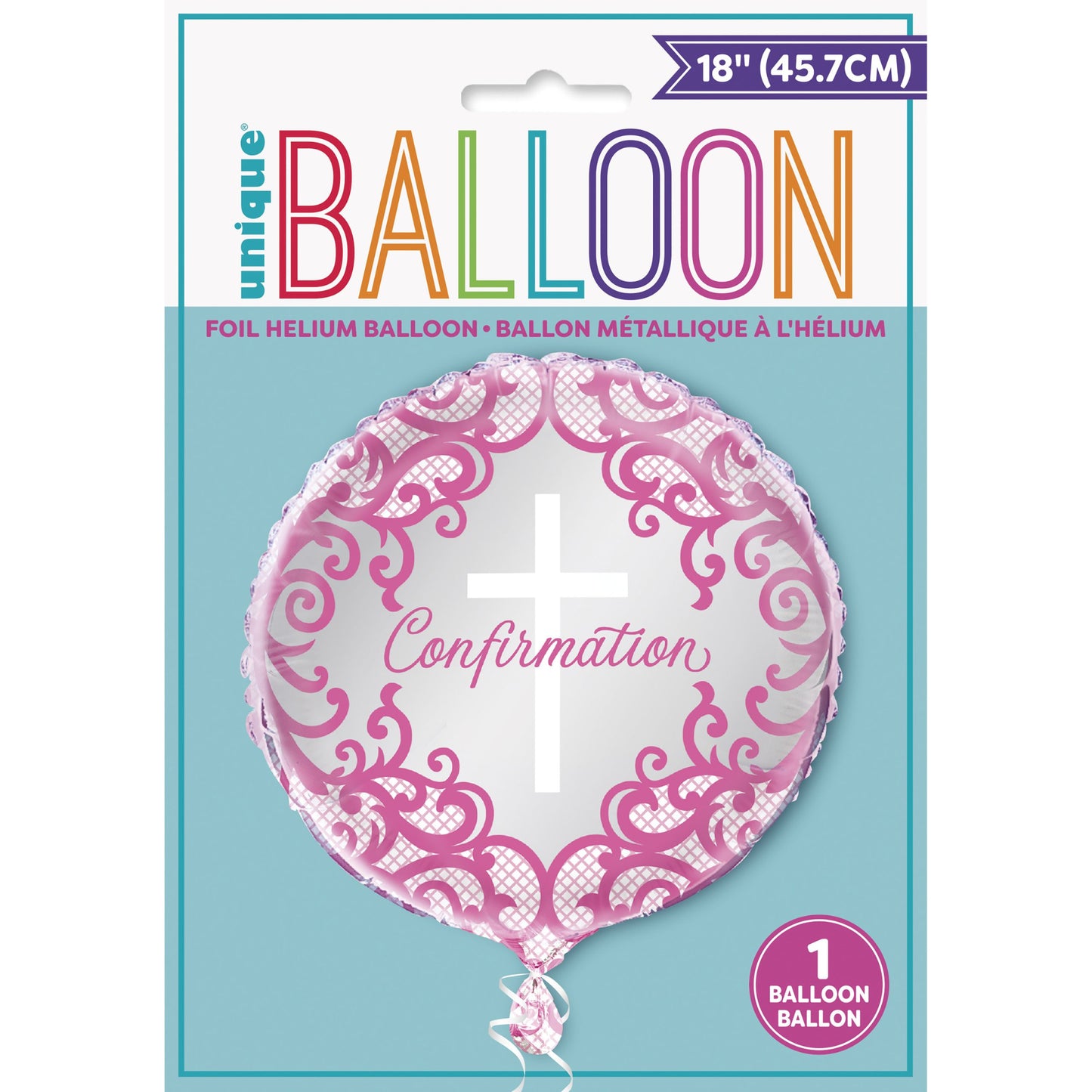 Pink Cross Confirmation Balloon - 18"Foil
