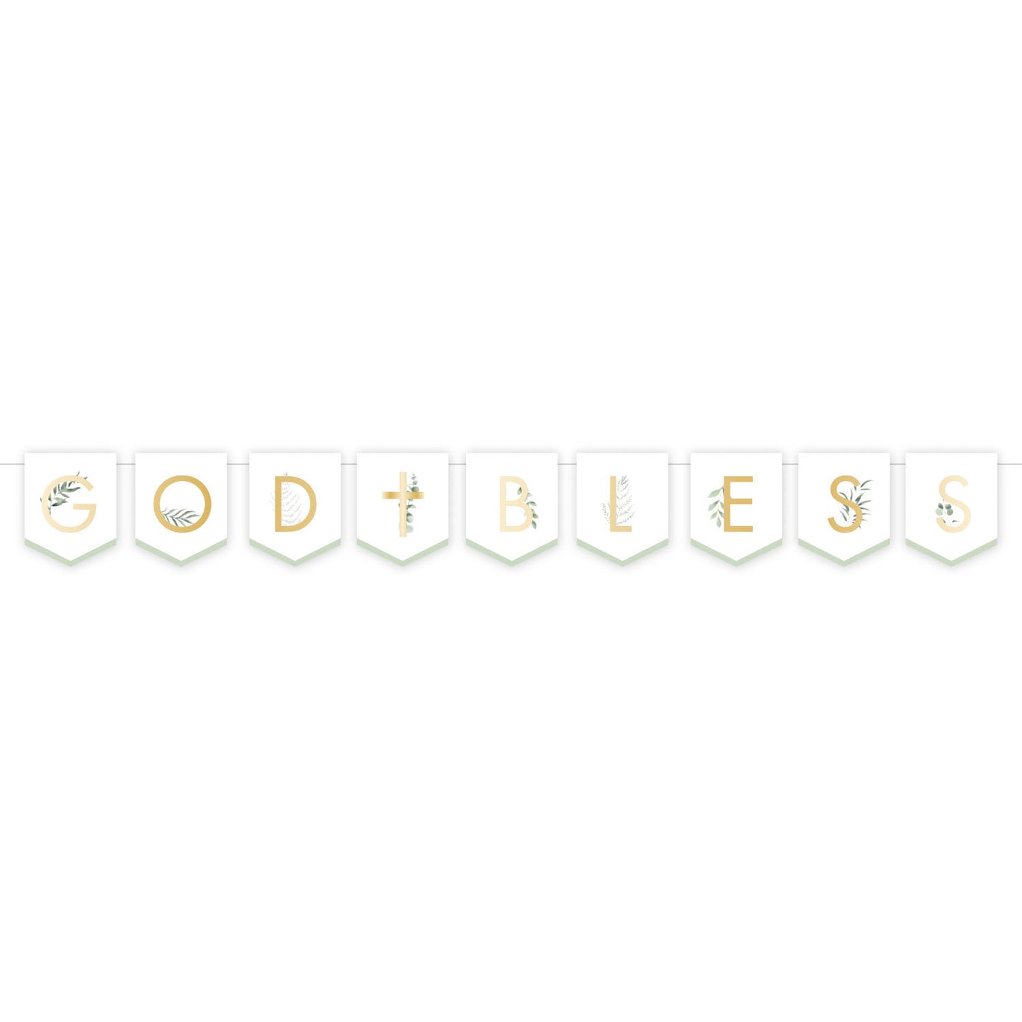 Botanical Celebration God Bless Card Pennant Banner 1.6m - (1ct)