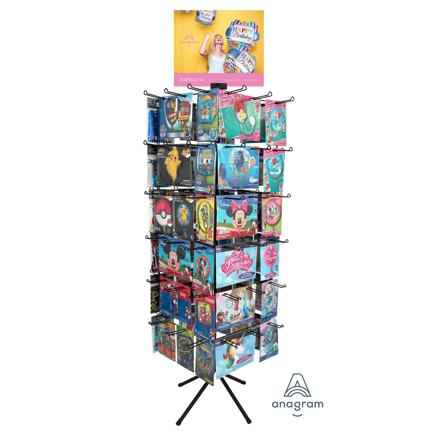 72-Peg Floor Spinner (4-Panel) Black - 1 PC