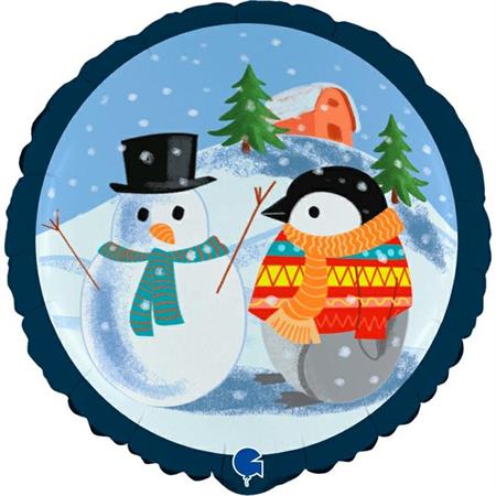 Snowman & Christmas Penguin Balloon - 18" Foil