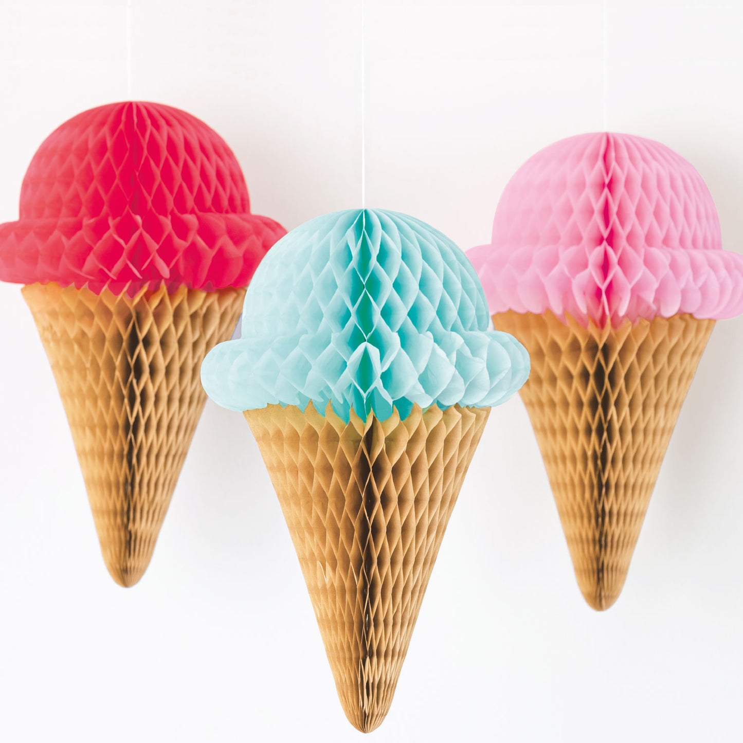 Ice Cream Honeycomb Decorations 35.5cm h - 1 PKG/3
