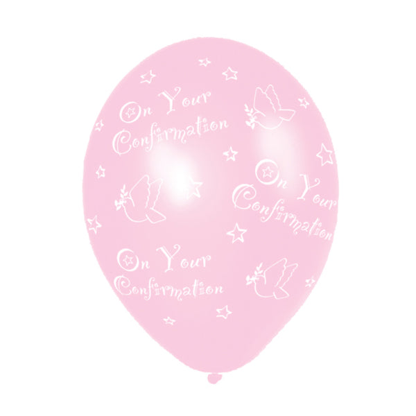 Confirmation Pink Printed Latex Balloons - 11" latex 6ct