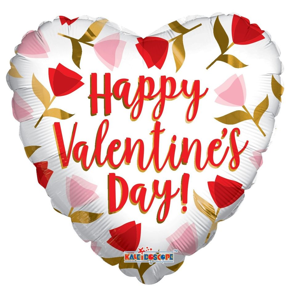 Happy Valentine Day Heart with Roses ECO Balloon - 18" Foil
