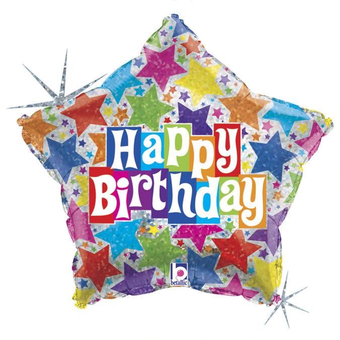 Designer Birthday Star Balloon - 19" Foil Unpackaged