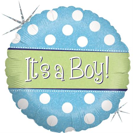 Polka Dot It's A Boy Balloon - 18" Foil UNPackaged