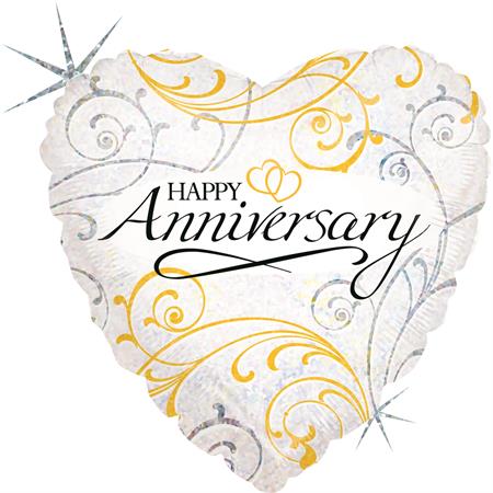 Filigree Anniversary Holographic Balloon - 18" Foil UnPackaged