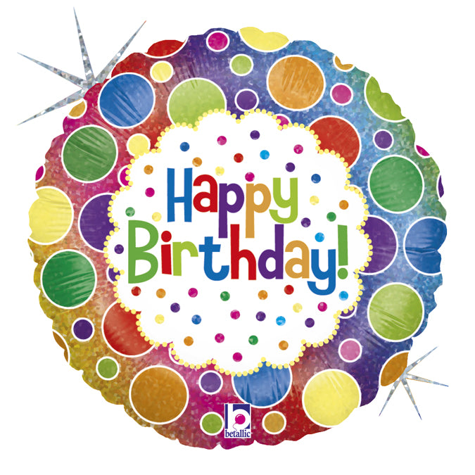 Rainbow Dots Birthday Balloon - 18" Foil