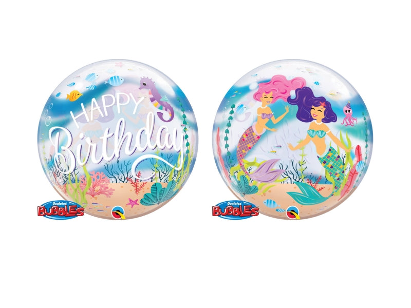 Mermaid Party Birthday Single Bubble Balloons - 22" Bubble