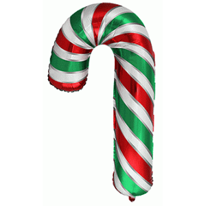 Candy Cane Mini Shape Air-Filled Balloon – Foil 12″/31cm.h x 8″/20cm.w