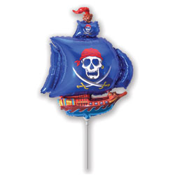 Blue Pirate Ship Mini Shape Air-Filled Balloon – Foil