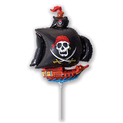 Black Pirate Ship Mini Shape Air-Filled Balloon – Foil