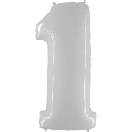 White Number 1 Balloon - 40" Foil