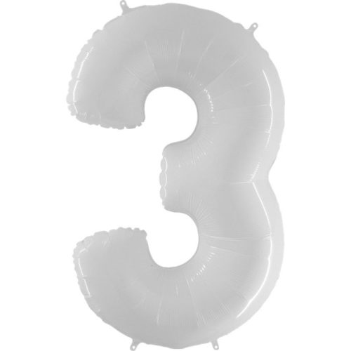 White Number 3 Balloon - 40" Foil
