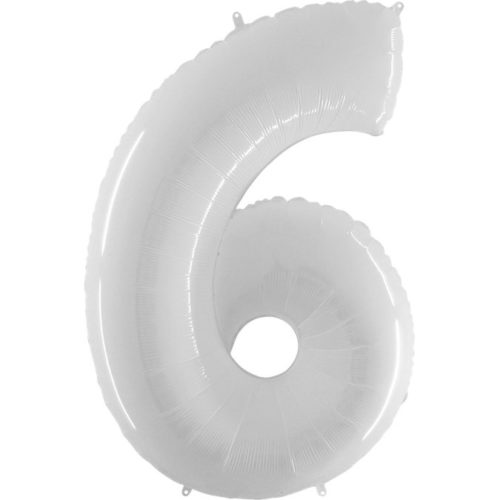 White Number 6 Balloon - 40" Foil