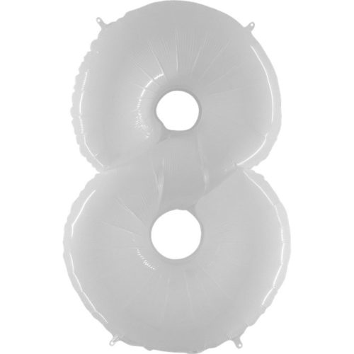 White Number 8 Balloon - 40" Foil