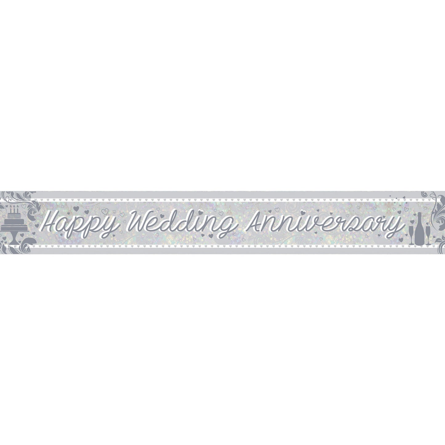Happy Anniversary Holographic Foil Banners 2.7m - 6 PC
