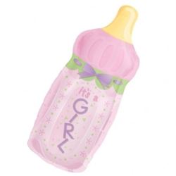 Baby Bottle Girl SuperShape Balloon - (13" x 31") Foil