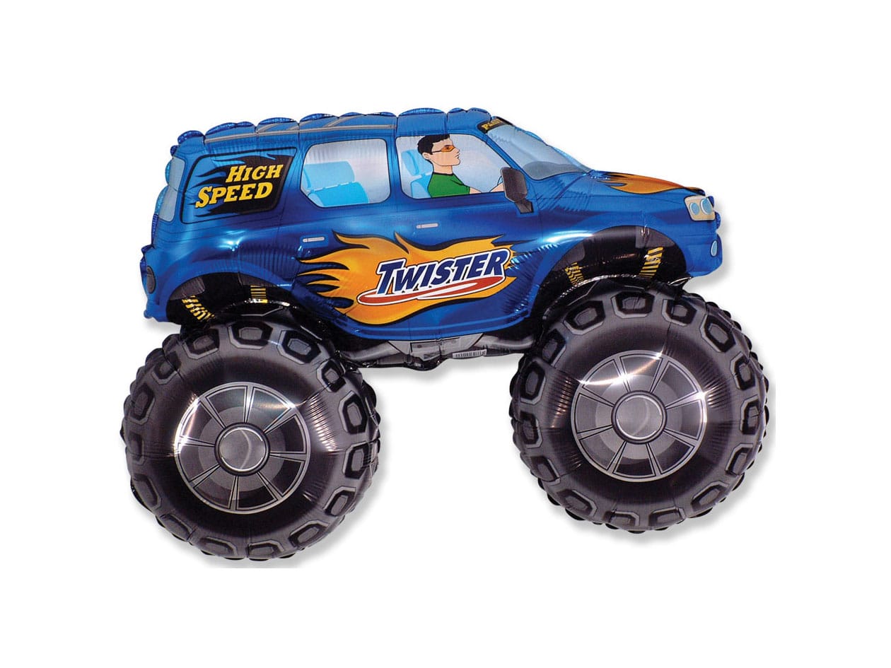 Blue Big Wheel 4X4 Supershape Balloon - Foil