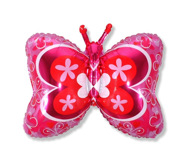 Pink Butterfly Supershape Balloon - Foil