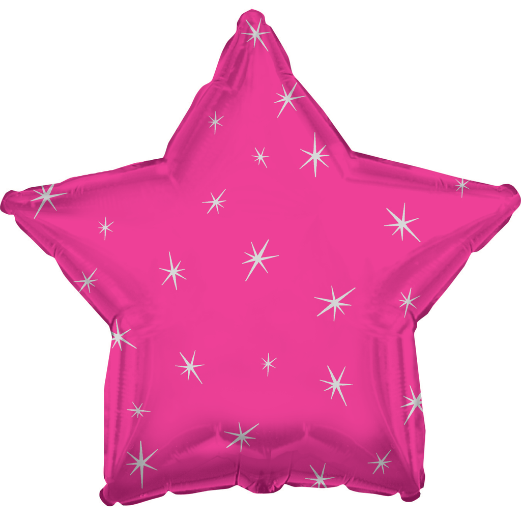 Hot Pink Sparkle Star Balloon - 18" Foil