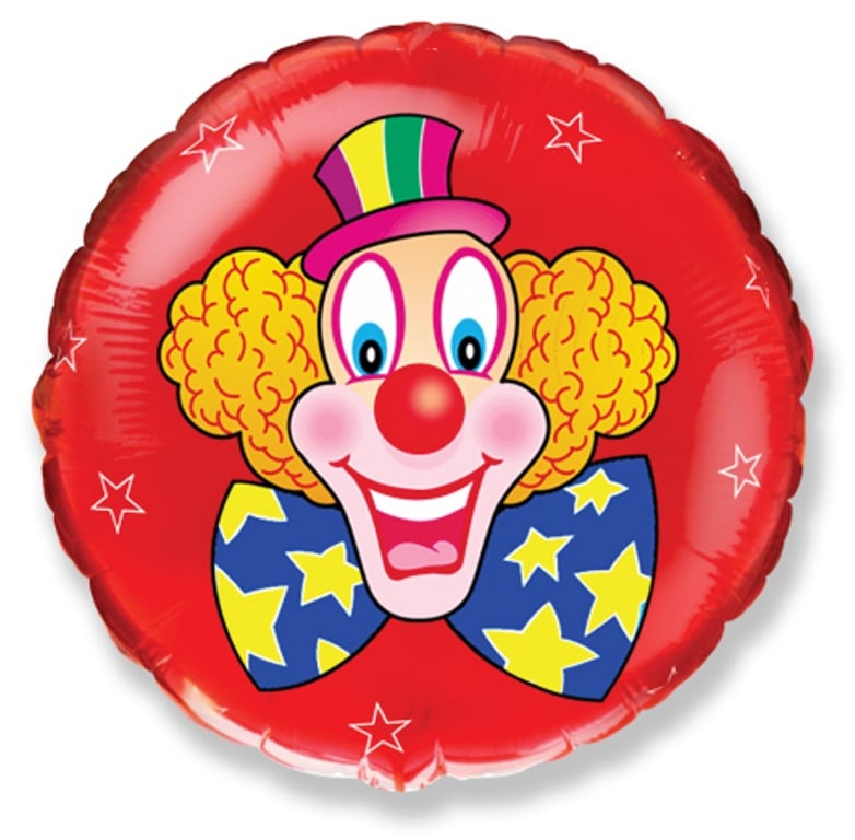Red Clown Round Balloon - Foil