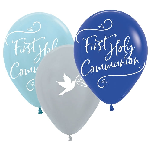 Blue First Holy Communion Balloons - 11" Latex (6ct)
