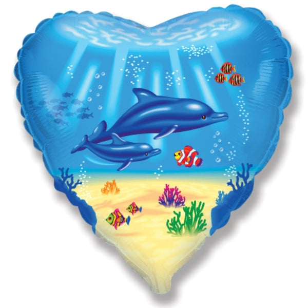 Family Dolphin heart Supershape Balloon - 18" Foil