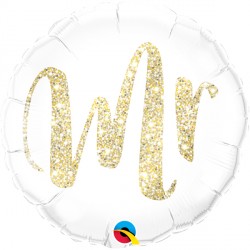 Glitter Gold Mr Balloon - 18" Foil