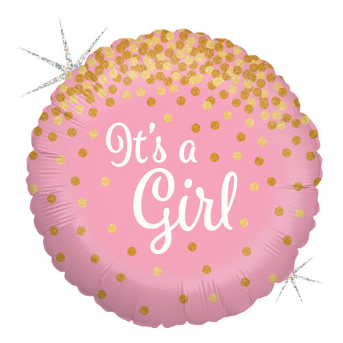 Holographic Glittering It's A Girl Balloon - 18" Foil