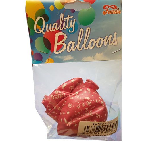 It's A Girl Balloons - 11" Latex (5ct)