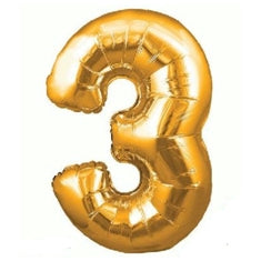 Gold Number 3 Balloon - 34" Foil