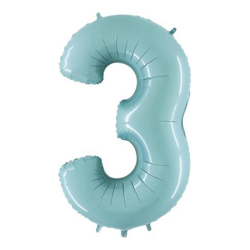 Pastel Blue Number 3 Balloon - 40" Foil