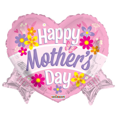 Happy Mother's Day Heart With Bow Balloon - 18" Foil