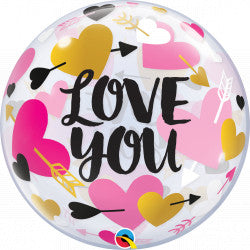 Hearts & Arrows Love You Single Bubble Balloons - 22" Bubble
