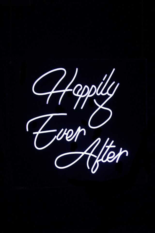 White Neon LED 'Happily Ever After' Sign - 90 x 72cm