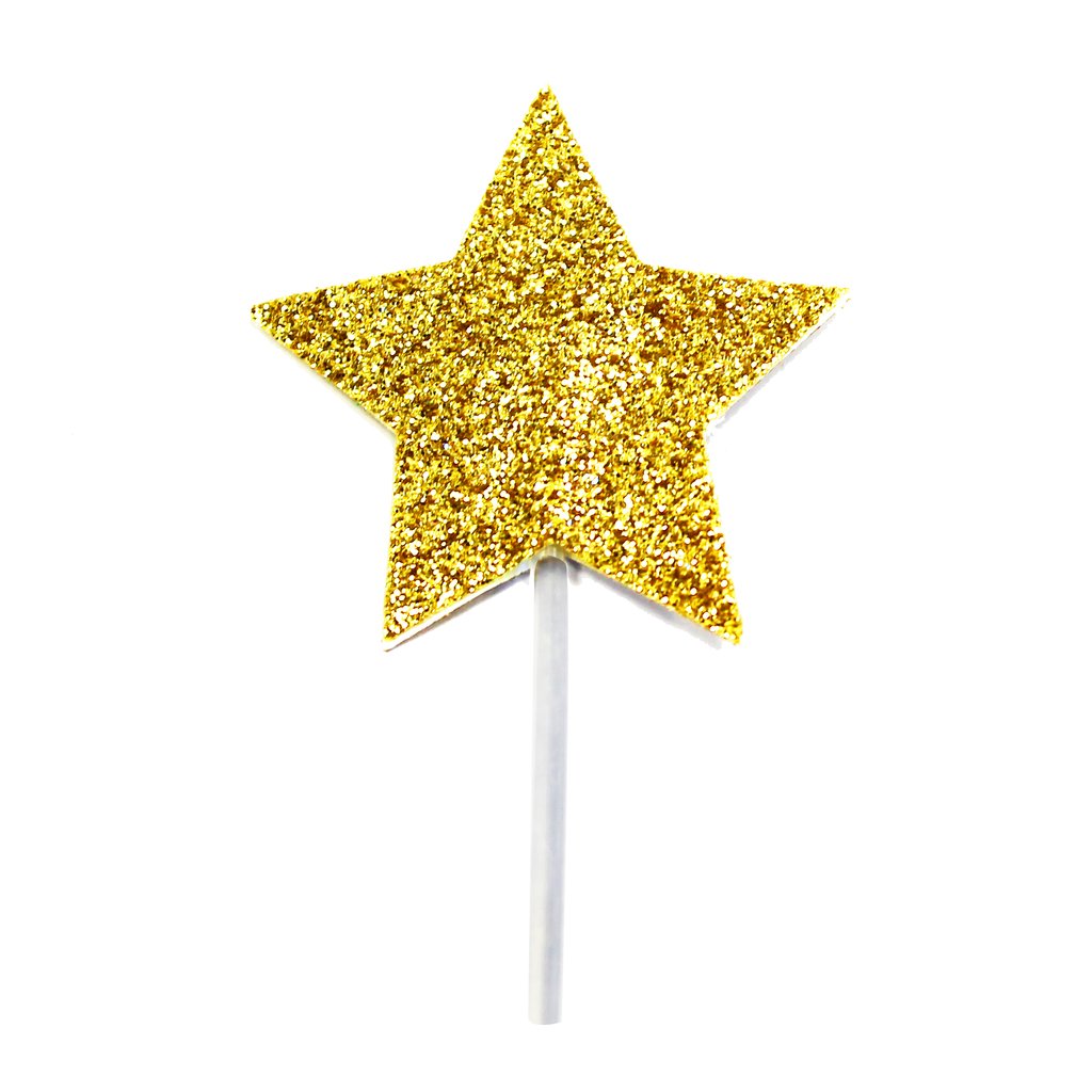 Glitter Star Cupcake Toppers Gold - 12ct