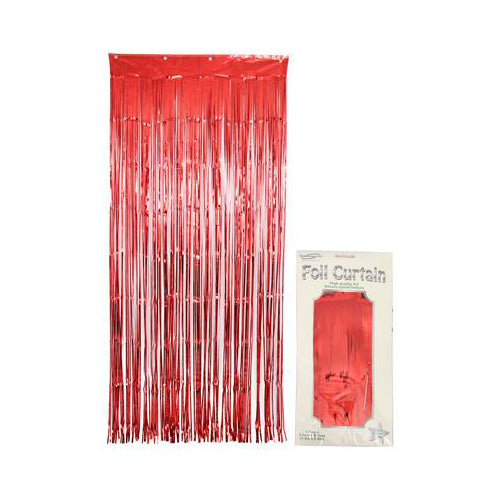 Metallic Red Foil Door Curtain - (0.90m x 2.40m)