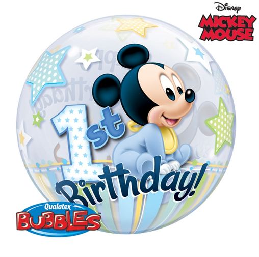 Disney Baby Mickey Mouse 1st Birthday Bubble Balloon - 24" Bubble