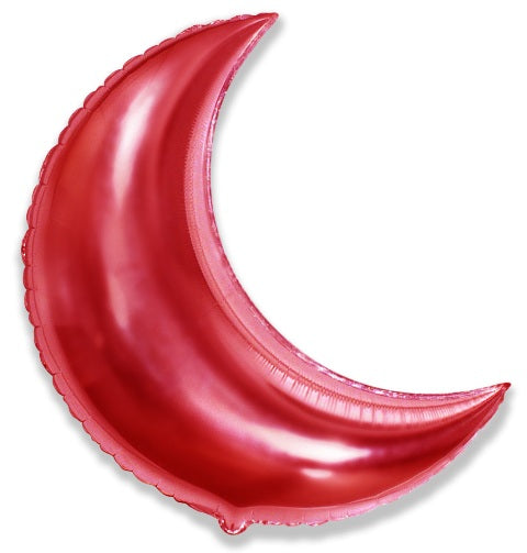 Red Metallic Crescent Moon Balloon - 34" Foil