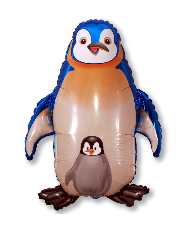 Blue Penguin with Baby Supershape Balloon - Foil