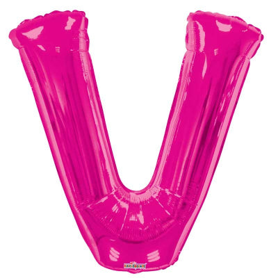 Pink Letter 'V' Balloon - 34" Foil