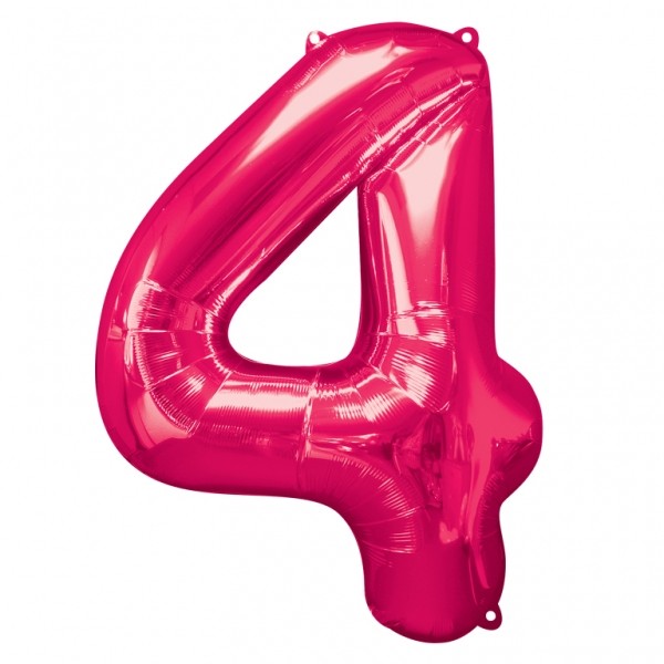 Pink Number 4 Balloon - 34" Foil