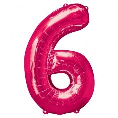 Pink Number 6 Balloon - 34" Foil
