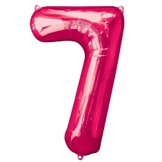 Pink Number 7 Balloon - 34" Foil