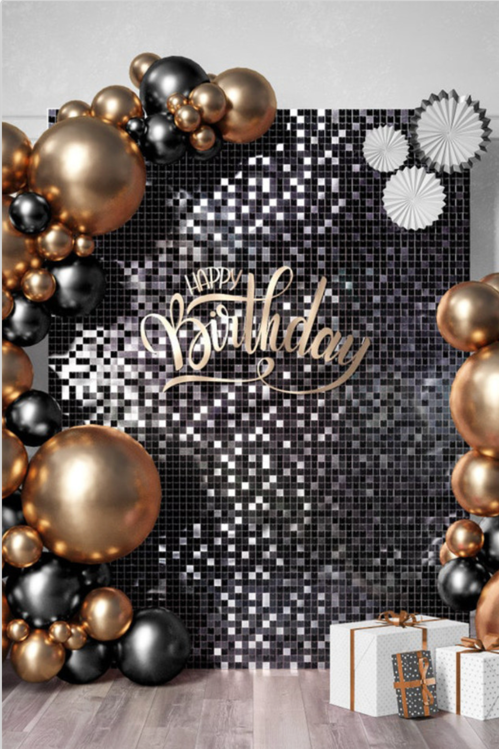 Square Sequin Backdrop 95 Black - (30x30cm) 24 Pack
