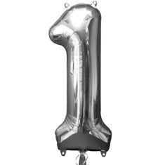 Silver Number 1 Balloon - 34" Foil