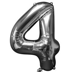 Silver Number 4 Balloon - 34" Foil