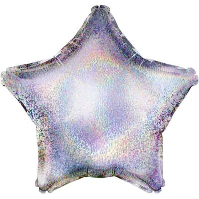 Silver Holographic Star Balloon - 19" Foil