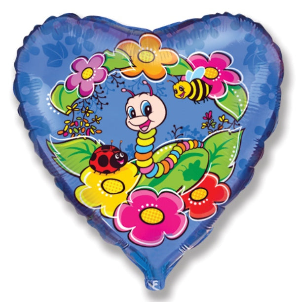 Worm Heart Shaped Balloon - 18" Foil