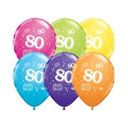 Age 80 Tropical Balloons - 11" Latex (6ct)